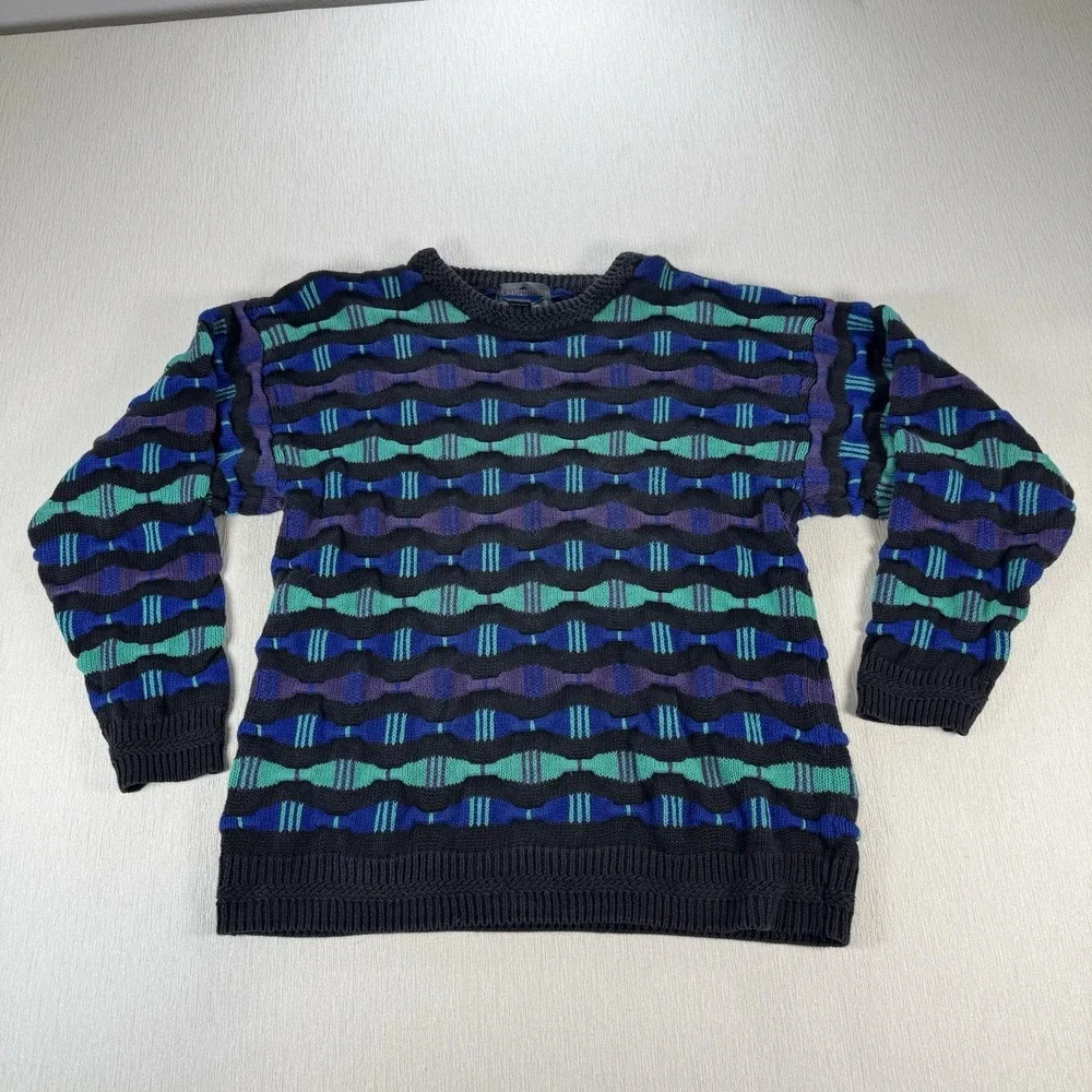 VTG‎ 90s Etchings Cozy Knit 3D Sweater Size M Pullover Coogi Like Colorful